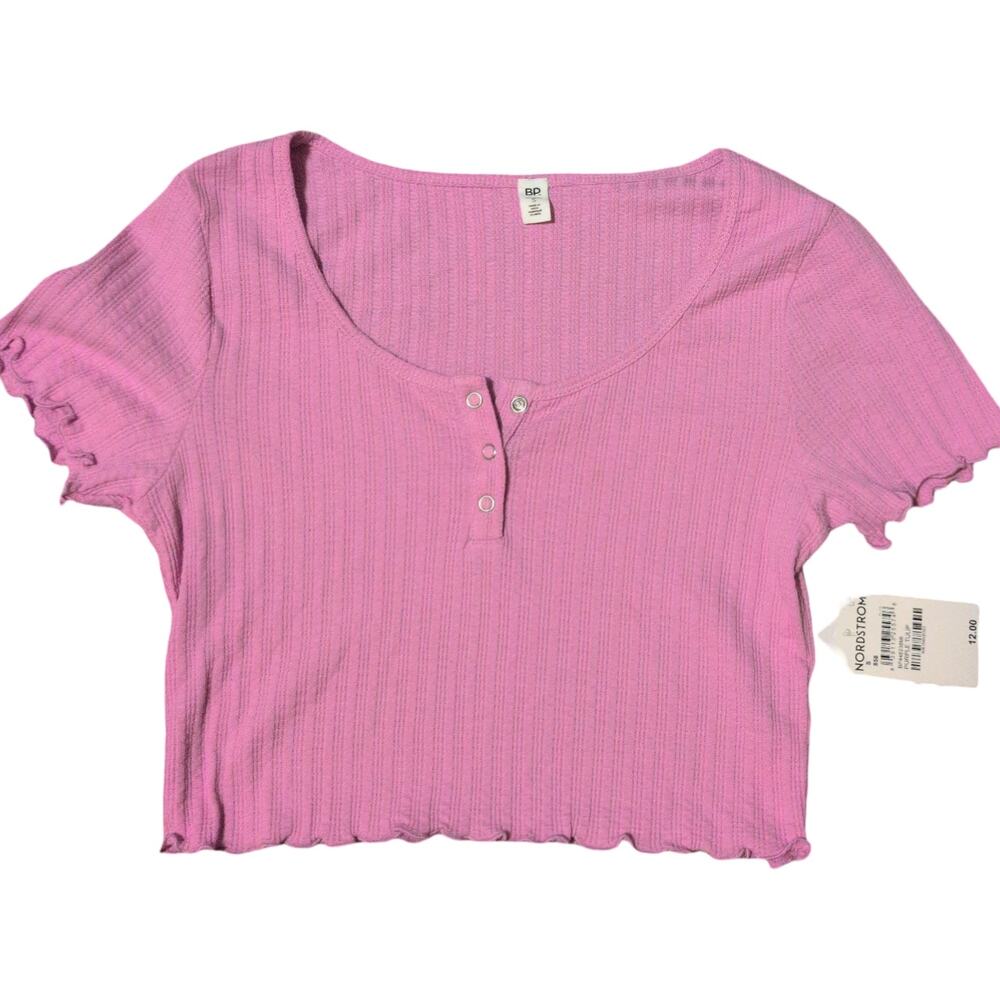 Pink scallop trim crop top
